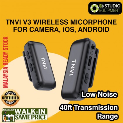 [READY STOCK MY] TNVI V3 WIRELESS MICROPHONE ORIGINAL FOR CAMERA IOS ANDROID LIVE BROADCAST INTERVIEW